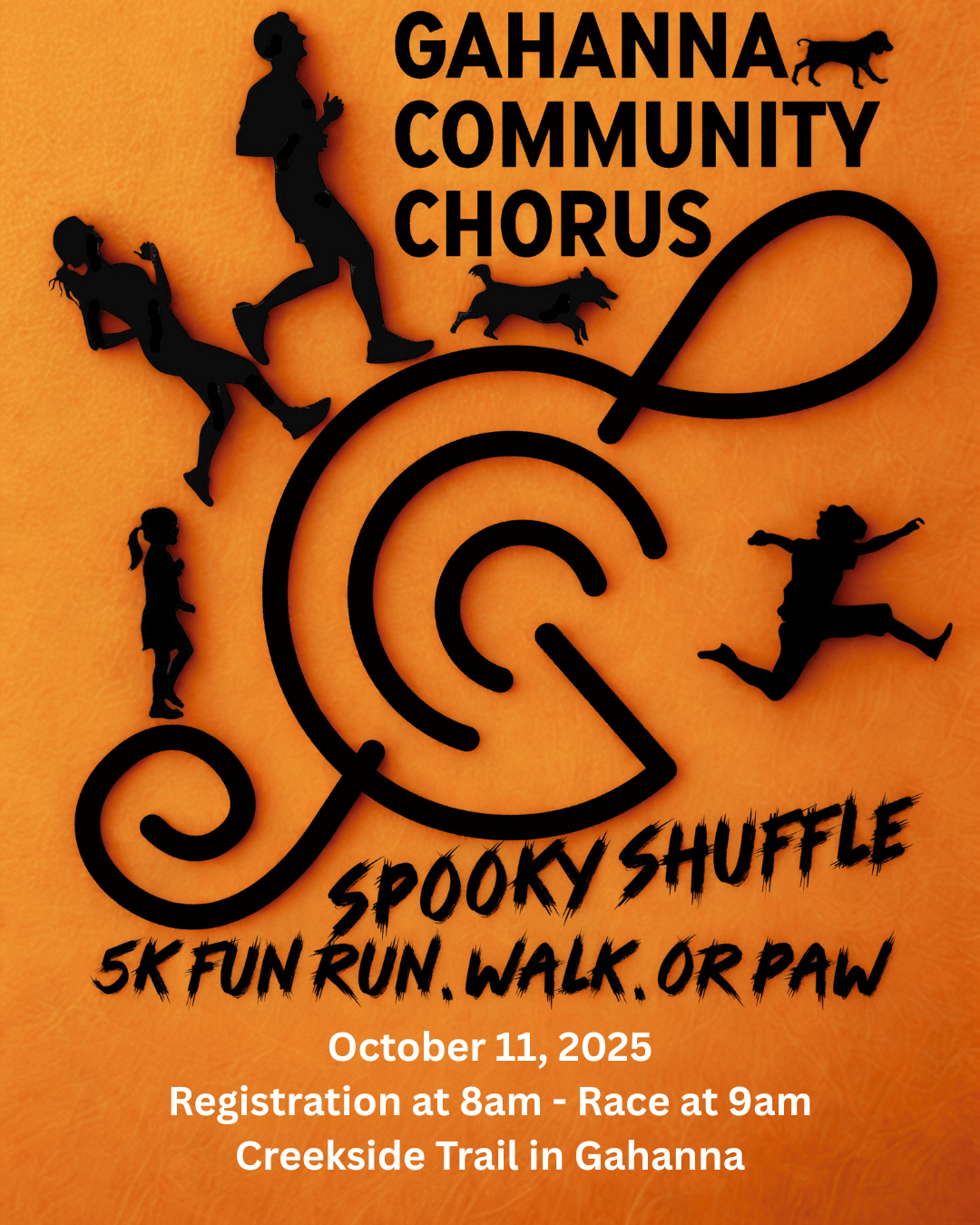the promotional poster of the Spooky Shuffle run, walk, or paw